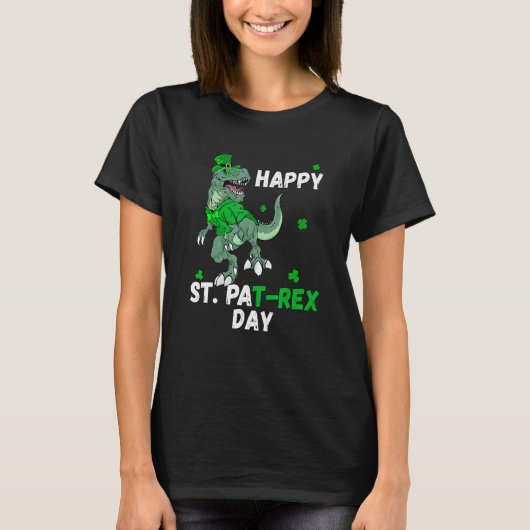 Happy Saint Patricks Pat Rex Day T Rex Dinosaur Ki T-shirt (Voorkant)