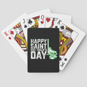 Happy Saint Pet Trick's Day Ice Hockey St Patricks Pokerkaarten