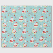 Happy Santa and Frosty Cadeaupapier (Vlak)