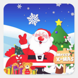 Happy Santa Claus Cartoon Vierkante Sticker