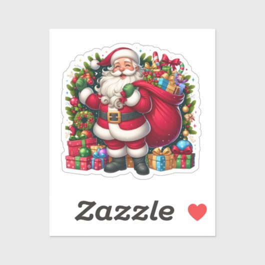 Happy Santa Claus Christmas Sticker (Vel)