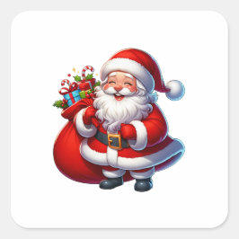 Happy Santa Claus Christmas Vierkante Sticker