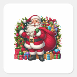 Happy Santa Claus Christmas Vierkante Sticker