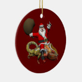 Happy Santa Claus die op kleuterige Chameleon rust Keramisch Ornament (Rechts)