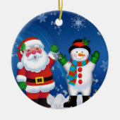 Happy Santa Claus en Snowman Keramisch Ornament (Voorkant)