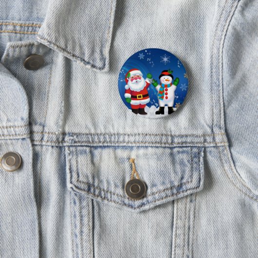 Happy Santa Claus en Snowman Ronde Button 5,7 Cm (In situ)