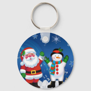 Happy Santa Claus en Snowman Sleutelhanger