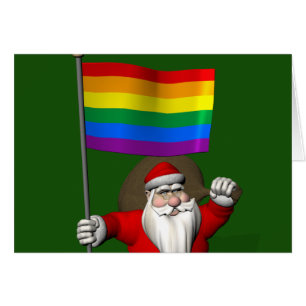 Happy Santa Claus met regenboogvlag