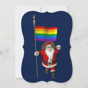 Happy Santa Claus met regenboogvlag Feestdagenkaart
