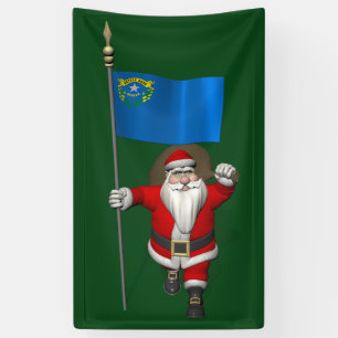 Happy Santa Claus met vlag van Nevada Spandoek