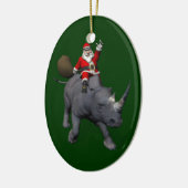 Happy Santa Claus op Rhino Rhinoceros Keramisch Ornament (Links)
