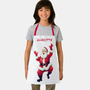Happy Santa Dancing   Rode en witte meisjesnaam Schort
