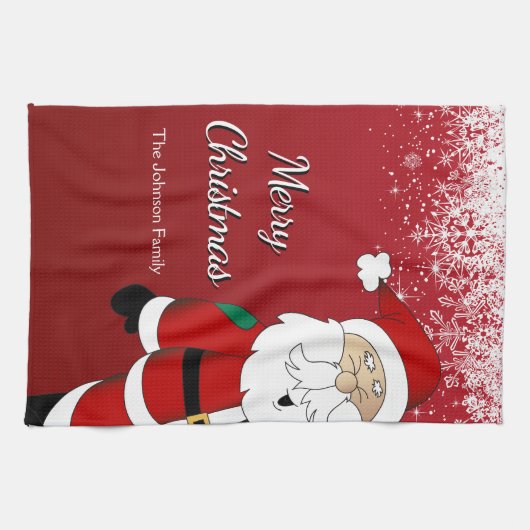 Happy Santa Merry Kerstmis Theedoek (Horizontaal)