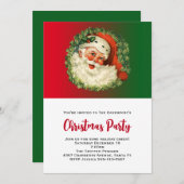 Happy Santa met Holly & Pine Wreath-feestdagen Kaart (Voorkant / Achterkant)