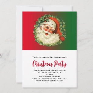 Happy Santa met Holly & Pine Wreath-feestdagen Kaart