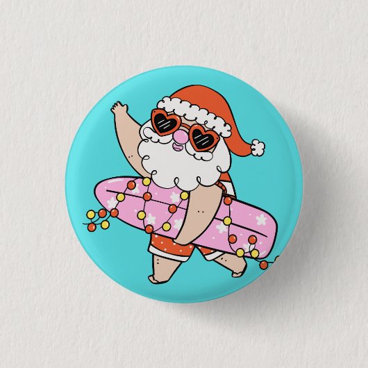 Happy Santa Ronde Button 3,2 Cm (Voorkant)