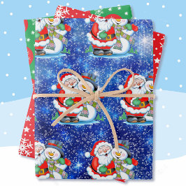 Happy Santa Snowman 3 Snow Coordinating Inpakpapier Vel