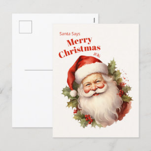Happy Santa Vintage Christmas Briefkaart
