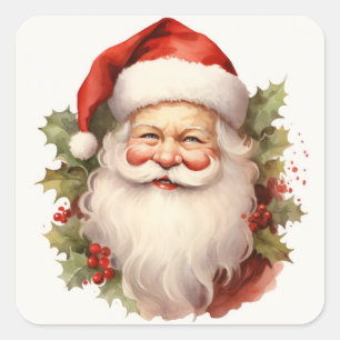 Happy Santa Vintage Kerst Stickers