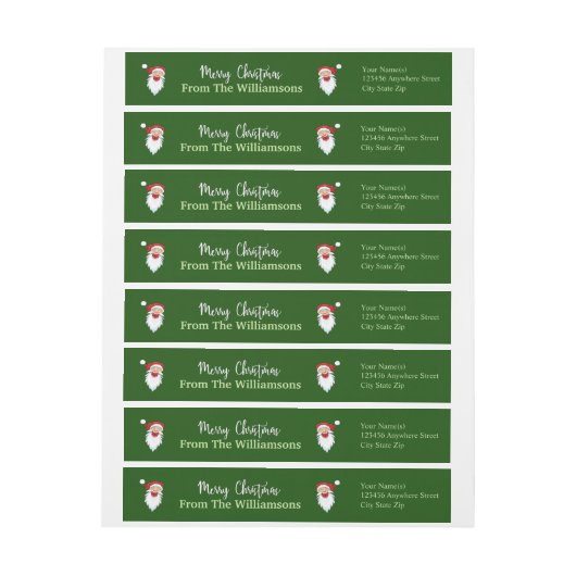 Happy Santas over het kerstgroene terugkeeradres (Vel)