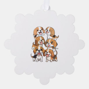 Happy schattige beagle honden ornament kaart