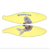 Happy schattige harp seal cartoon illustratie basketbal (Panelen)