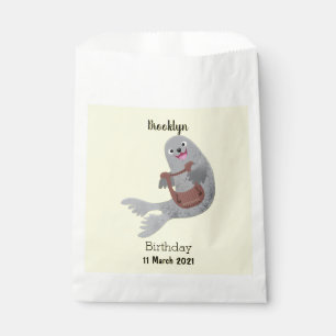 Happy schattige harp seal cartoon illustratie bedankzakje