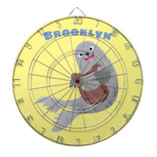 Happy schattige harp seal cartoon illustratie dartbord