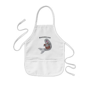 Happy schattige harp seal cartoon illustratie kinder schort
