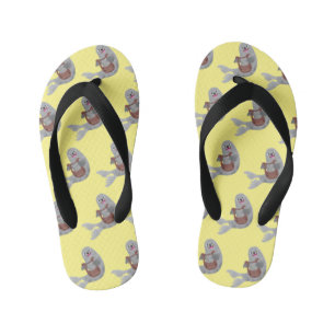 Happy schattige harp seal cartoon illustratie kinder teenslippers