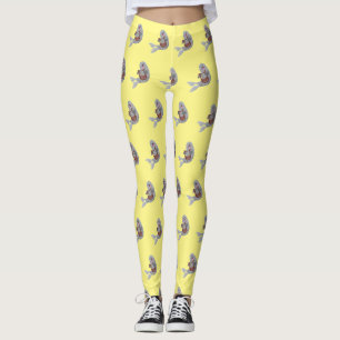 Happy schattige harp seal cartoon illustratie leggings