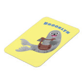 Happy schattige harp seal cartoon illustratie magneet (Linkerzijde)