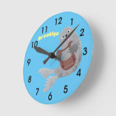 Happy schattige harp seal cartoon illustratie ronde klok (Hoek)