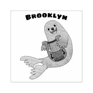 Happy schattige harp seal cartoon illustratie rubberstempel