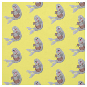 Happy schattige harp seal cartoon illustratie stof