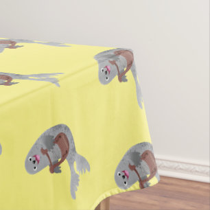 Happy schattige harp seal cartoon illustratie tafelkleed