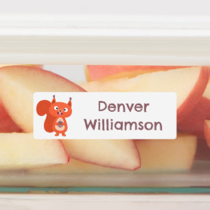 Happy schattige rode eekhoorn cartoon gepersonalis labels