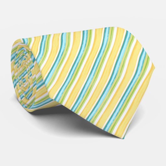 Happy Schattigee Sunny Summery Waterverf Stripes Stropdas (Opgerold)