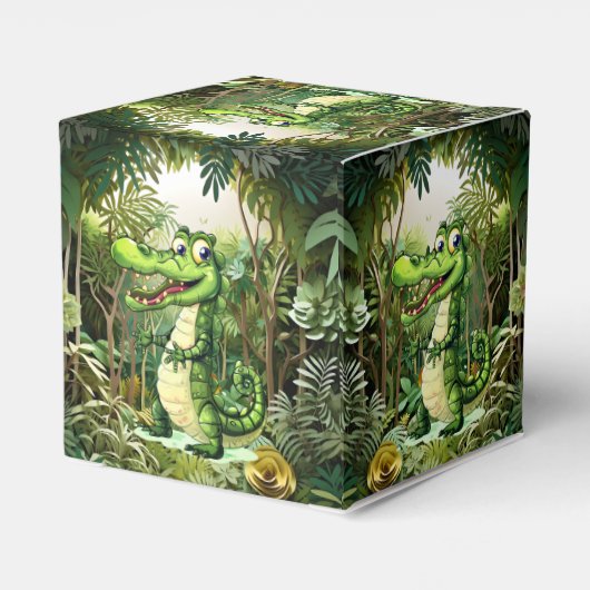 Happy Schattigee wilde krokodil Oerwoud Bomen Mooi Bedankdoosjes (Achterkant)