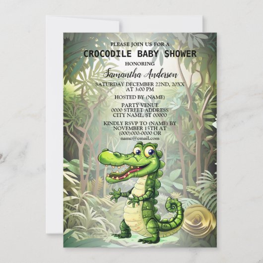 Happy Schattigee wilde krokodil Oerwoud Bomen Mooi Kaart (Voorkant)