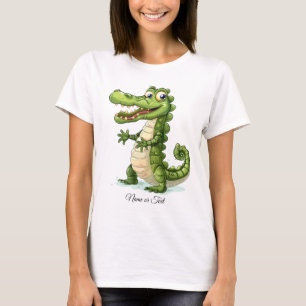Happy Schattigee wilde krokodil Oerwoud bomen vrou T-shirt