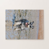 Happy Schnauzer aan boord van strandpuzzel Legpuzzel (Horizontaal)
