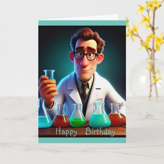 Happy Scientist Verjaardag Kaart (Gele Bloem)
