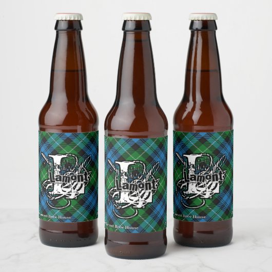 Happy Scotsman Clan Lamont Tartan Monogram Bier Etiket (Flessen)