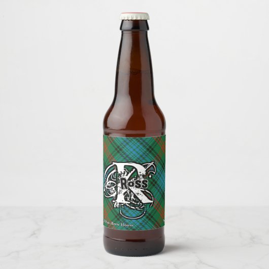 Happy Scotsman Clan Ross Tartan Monogram Bier Etiket (Voorkant)