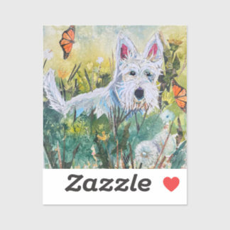Happy Scottie in a Field Sticker