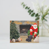 Happy Scottish Terrier & Santa Feestdagenkaart (Staand voorkant)