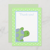 Happy Sea Turtle Green Merci note carte à plat (Devant / Derrière)