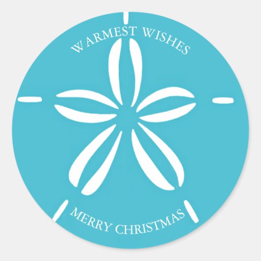 Happy Seashore | Strand Zand Dollar Kerstmis Ronde Sticker (Voorkant)