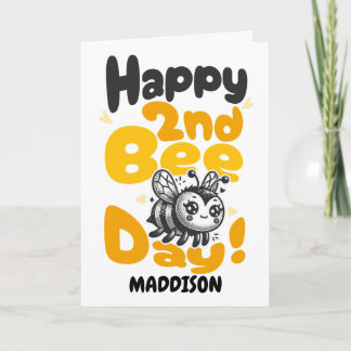 Happy Second Bee Day Birthday Honey Bee Kaart